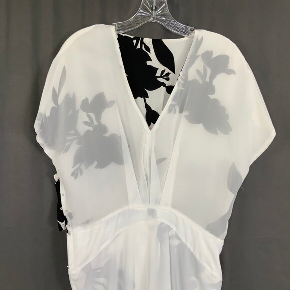 Joie Ashleena Silk Floral Dress In White And Black Size 12 - Picture 11 of 16